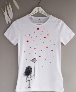 Girl Scoop-net And Hearts Tshirt ZK01