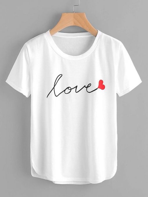 Letter Print Love Tee Shirt ZK01