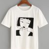 T-shirt motif fille de fumer - blanc KH01