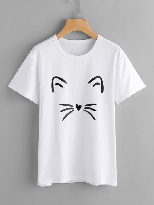 Cat Print Tee T-shirt FD01