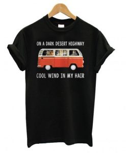 Hippie car and cat on a dark desert highway T shirt KH01