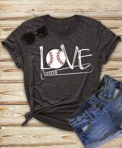 Love Baseball Bat Print T-shirt FD01