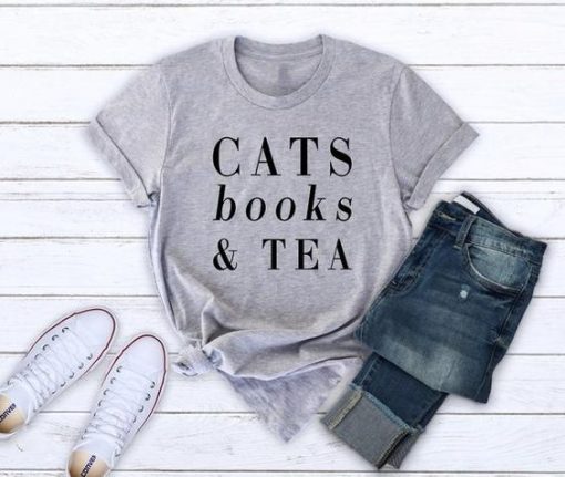 Cats books & tea T Shirt SR01