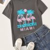 Miami Flamingo Letter T Shirt SR01