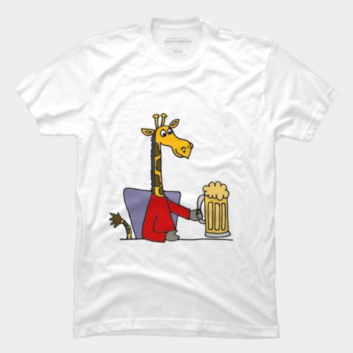 Giraffe Drinking Beer T Shirt SR01