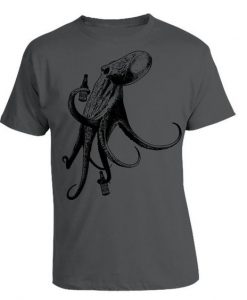 Octopus Drinking Beer T Shirt SR01