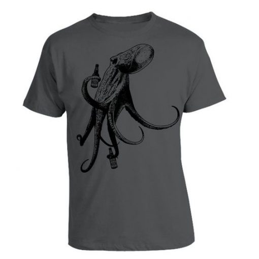 Octopus Drinking Beer T Shirt SR01