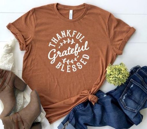 Thankful Grateful Blessed T-Shirt FR