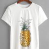 White Pineapple Print Short Sleeve T-Shirt VL01