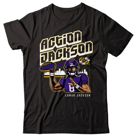 Lamar Jackson's Action Tshirt EL23N