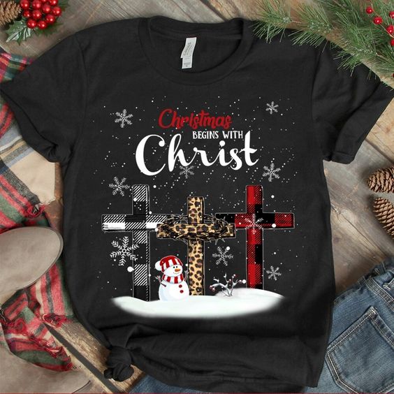 Christmas Begins with Christ T Shirt FD6D