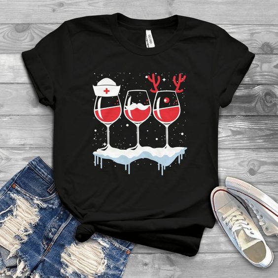 Wine Nurse Christmas t shirt FD6D
