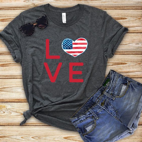 LOVE Fourth Of July Tshirt FD27J0