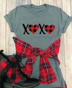 XOXO Plaid Valentine tshirt FD7J0