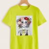 Neon Lime Stereo Flowers Figure T-Shirt AF19M0