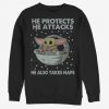 He Protects He Attacks Yoda Sweatshirt AL22AG0