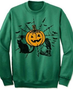 Pumkin Black Cat Crow Sweatshirt AL22AG0