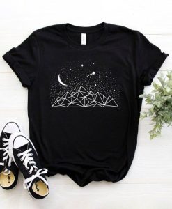 Geometric Mountains Moon & Stars Celestial T-Shirt