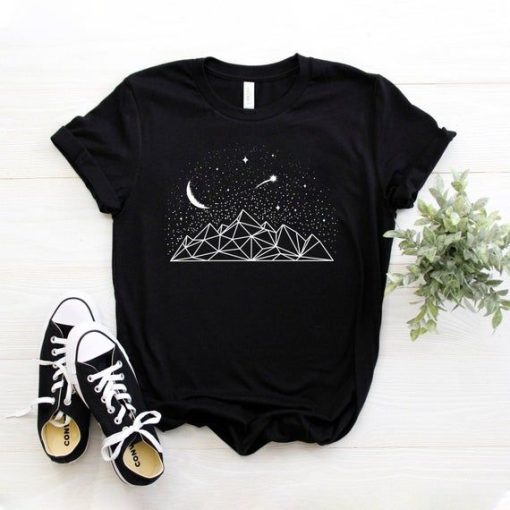 Geometric Mountains Moon & Stars Celestial T-Shirt