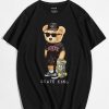 Men Bear Doll & Letter T-Shirt