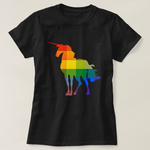 Rainbow Plaid Unicorn LGBT Pride T-Shirt AL13JN2