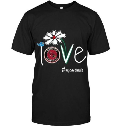 Love My Cardinals Arizona Cardinals Daisy Fan T-Shirt AL