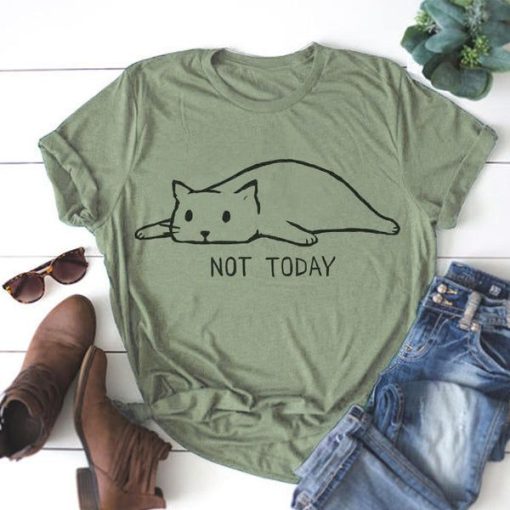 Not Today Cute Slack Cat T-Shirt AL