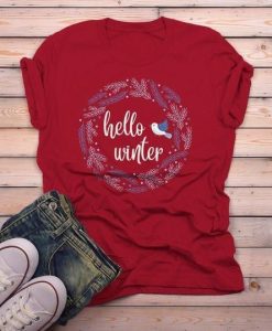 Hello Winter Beautiful Wreath T-Shirt AL