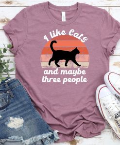 I Like Cats And Maybe 3 People T-Shirt AL