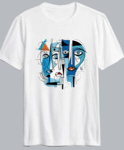 Blue Cubist Modern Art T shirt SD